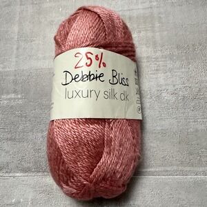 Debbie Bliss Luxury 100 % Silk DK Yarn Skein, Color #48010 Blush Pink, 50gm/100m
